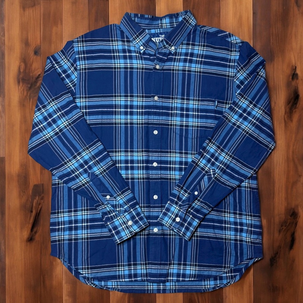 Chubbies The Nutter Flannel Mens XL Blue Plaid Long Sleeve Outdoor Casual Preppy